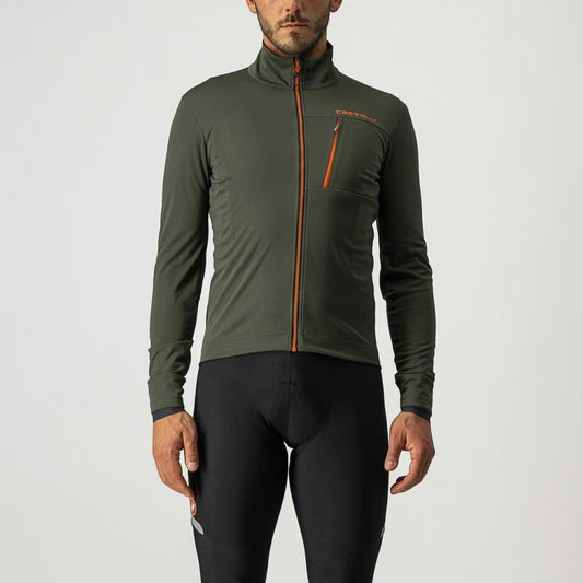 Castelli Go Jacket Men's Military Green/Fiery Red