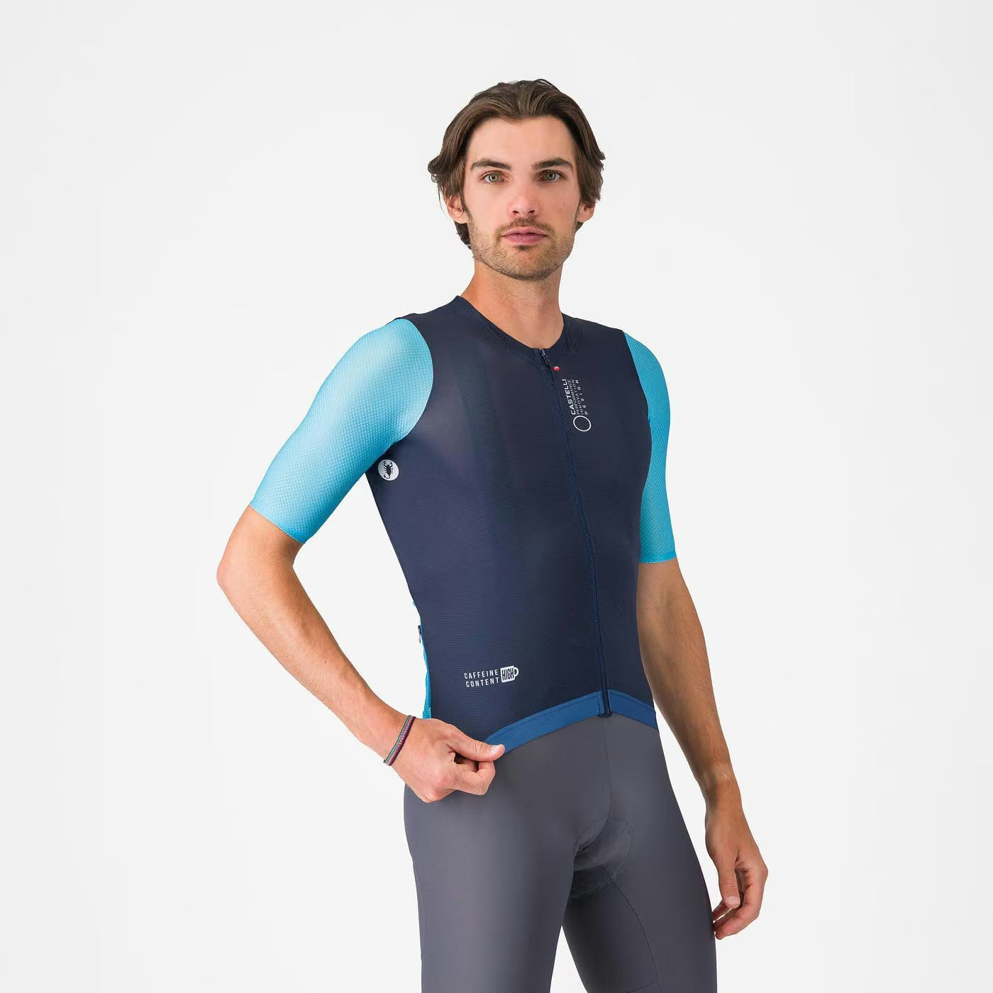 Castelli Corretto Jersey Men's Belgian Blue/Neon Cobalt-Whit