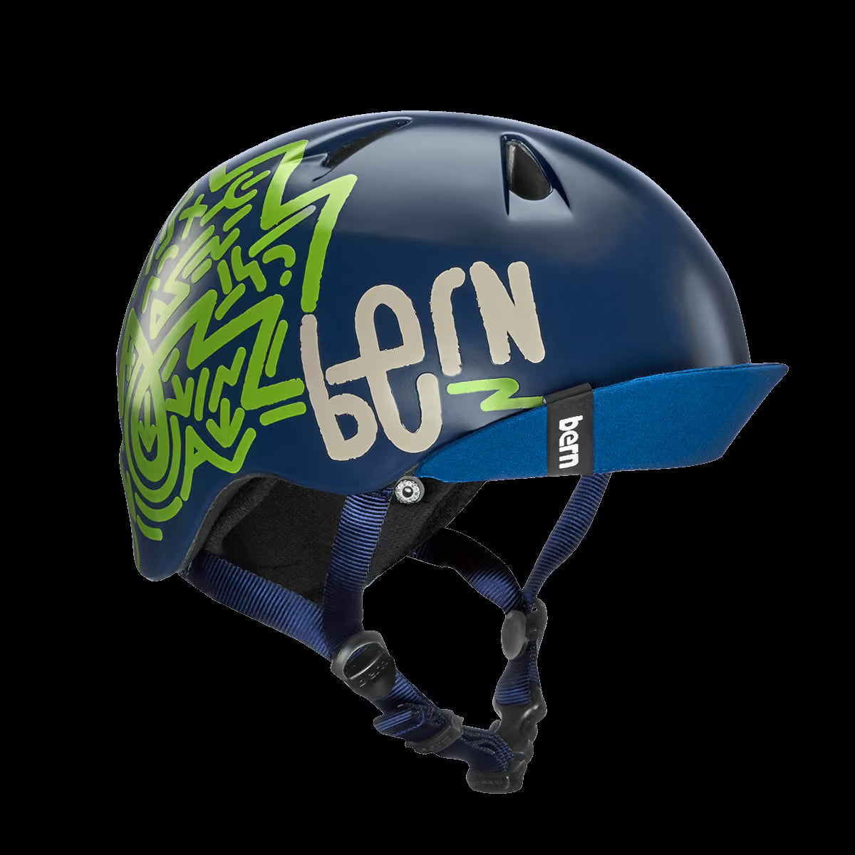 Bern Nino Satin Navy Blue Zig-Zag w/ Flip Visor