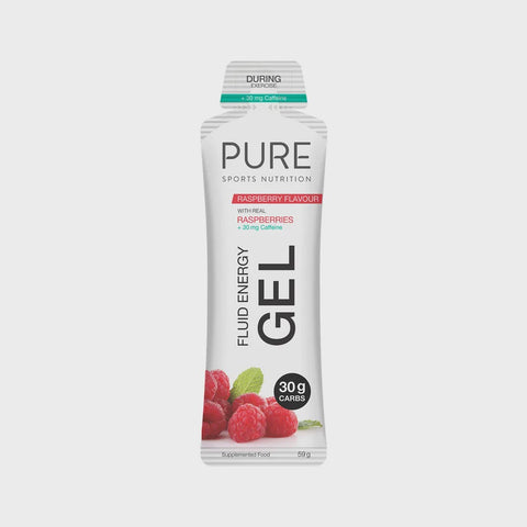 PURE – Fluid Energy Gel Raspberry + Caffeine (30mg) 50g (Box of 18)